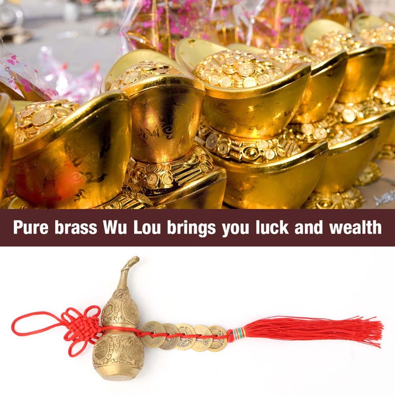 Hilitand Brass Good Luck Wu Lou Hu Lu Gourd Feng Shui Luck and Treasure for Housewarming Gifts Home Decoration - Image 2